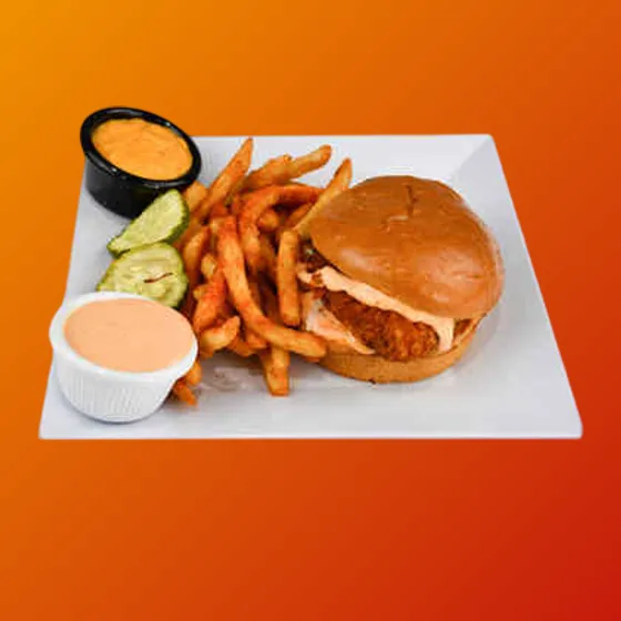 Nanu's Chicken Sando served with seasoned fries